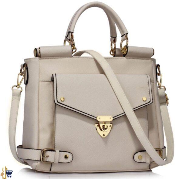 White Twist Lock Flap Grab Tote