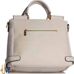 White Twist Lock Flap Grab Tote 2