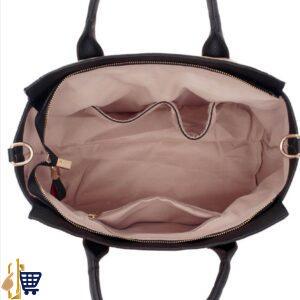 Black/Beige Tote Bag With Long Strap 3