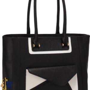 Black Front-pocket Tote Shoulder Bag 1