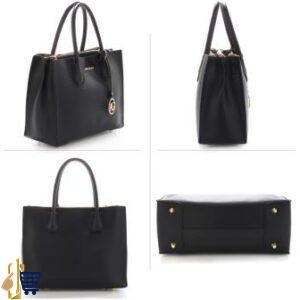 Black Grab Tote Handbag With Gold Metal 2