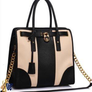 Black/Nude Colour Block Tote Handbag