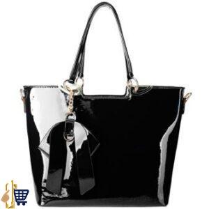 Black Patent Bow-Tie Shoulder Handbag 1