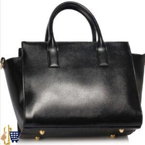 Black Metal Detail Grab Tote Handbag 2