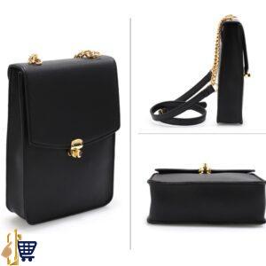 Black Flap Twist Lock Cross Body Bag 2