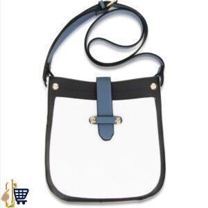 Black/White/Blue Flap Cross Body Shoulder Bag