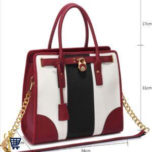 Black/White/ Brown Colour Block Tote Handbag 3