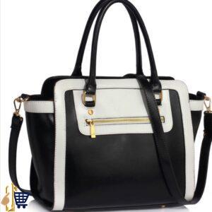 Black/White Grab Tote Handbag