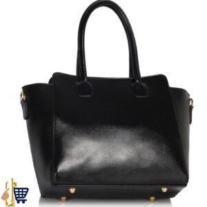 Black/White Zipper Tote Shoulder Bag 2