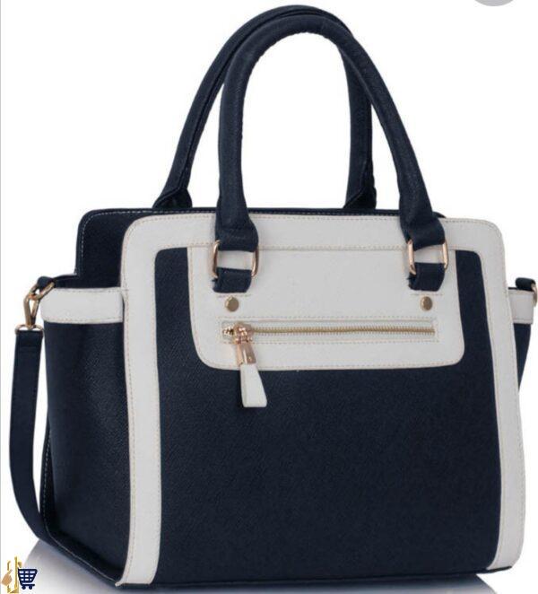 Navy/White Grab Tote Handbag