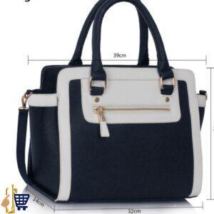 Navy/White Grab Tote Handbag 3
