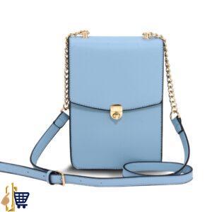 Blue Flap Twist Lock Cross Body Bag