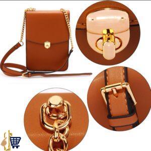 Brown Flap Twist Lock Cross Body Bag 2