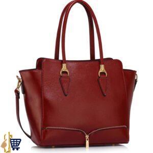 Burgundy Zipper Tote Shoulder Bag 1