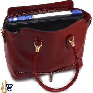 Burgundy Zipper Tote Shoulder Bag 2