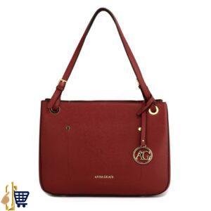 Burgundy Anna Grace Fashion Tote Handbag 1