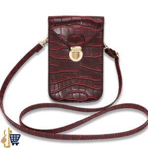 Burgundy Croc Print Cross Body Shoulder Bag