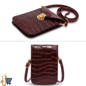 Burgundy Croc Print Cross Body Shoulder Bag 2