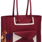 Burgundy Front-pocket Tote Shoulder Bag