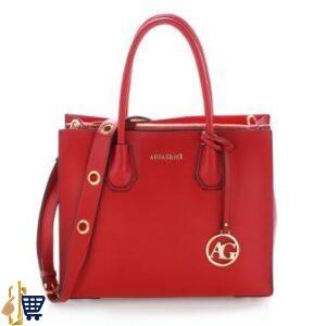 Burgundy Grab Tote Handbag With Gold Metal 1