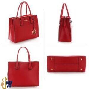 Burgundy Grab Tote Handbag With Gold Metal 2