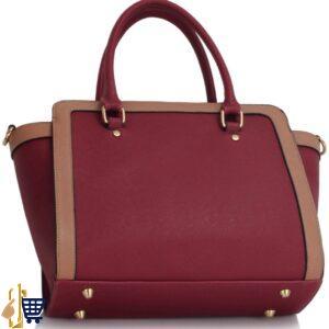 Burgundy/Nude Grab Tote Handbag 2