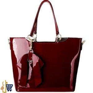 Burgundy Patent Bow-Tie Shoulder Handbag