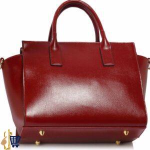 Burgundy Metal Detail Grab Tote Handbag 2