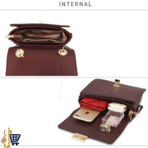 Burgundy Glitter Flap Cross Body Bag 2