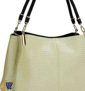 Cream Snake- Effect Shoulder Bag