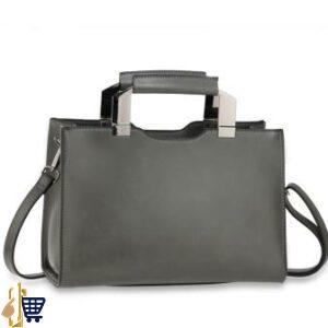 Grey Anna Grace Fashion Tote Bag With Black Metal Work