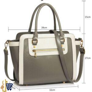 Grey/White Grab Tote Handbag