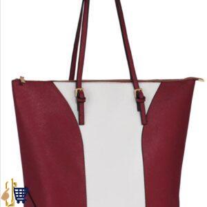 Large Burgudy/White Shoulder Handbag