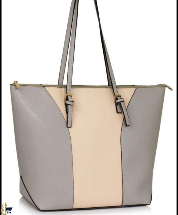 Large Nude/Grey Shoulder Handbag