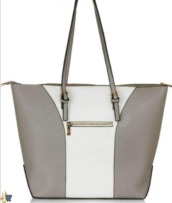 Large Grey/White Shoulder Handbag