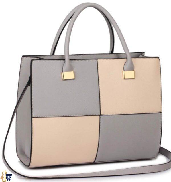 Large Grey/Nude Fashion Tote Handbag