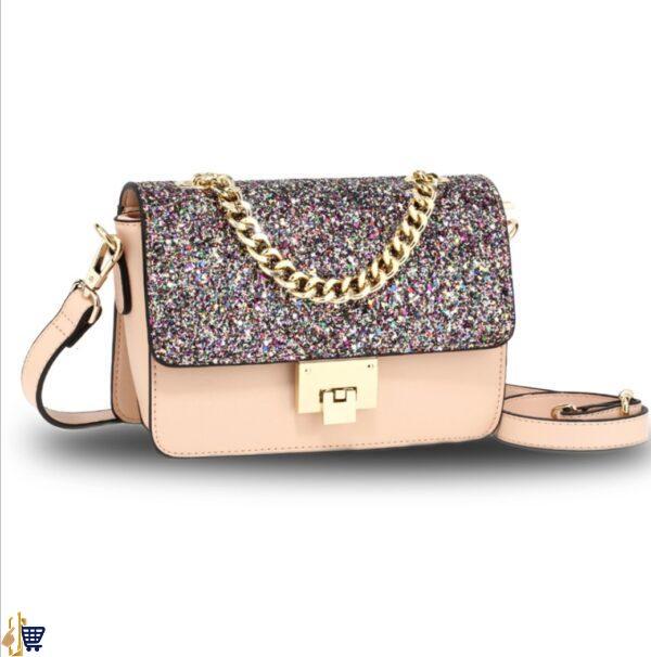 Multi Glitter Flap Cross Body Bag