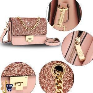 Champagn Glitter Flap Cross Body Bag 2