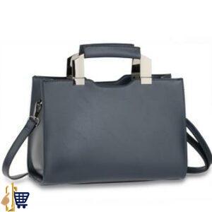 Navy Anna Grace Fashion Tote Bag With Black Metal Work