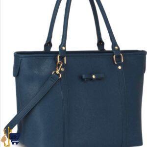 Navy Decorative Bow Tie Tote Shoulder Bag