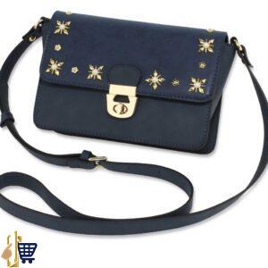 Navy Flap Twist Lock Cross Body Bag