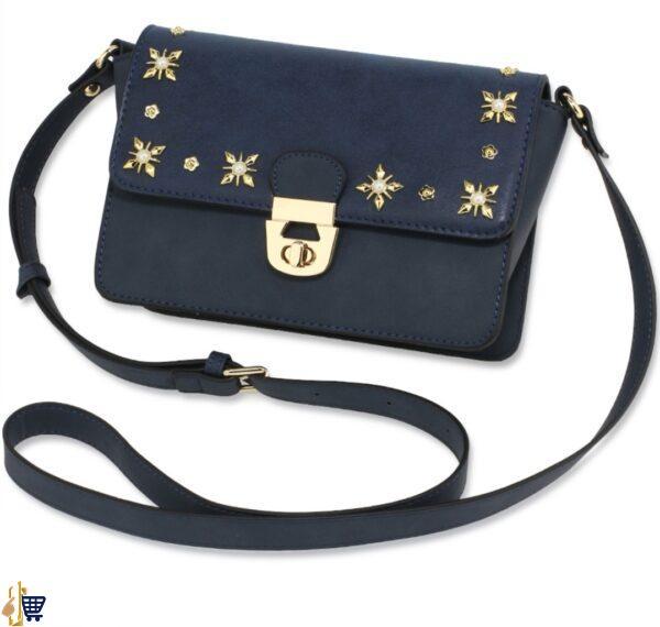 Navy Flap Twist Lock Cross Body Bag