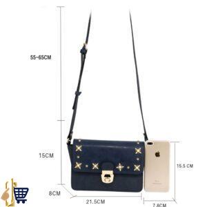 Navy Flap Twist Lock Cross Body Bag 2