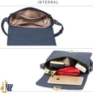 Navy Flap Twist Lock Cross Body Bag 3