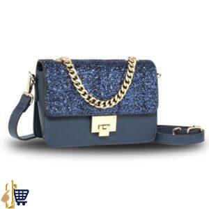 Navy Glitter Flap Cross Body Bag