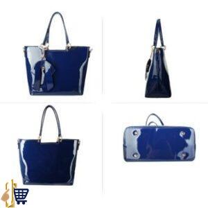 Navy Patent Bow-Tie Shoulder Handbag 2