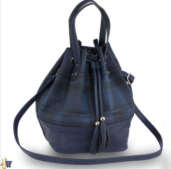 Navy Women's Drawstring Bucket Bag