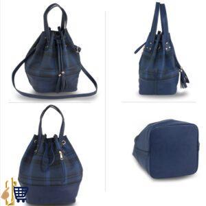 Navy Women’s Drawstring Bucket Bag 2