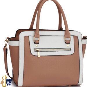 Nude/White Grab Tote Handbag