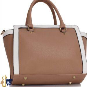 Nude/White Grab Tote Handbag 2